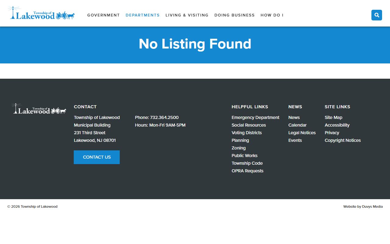 Lakewood Township clerk contact for marriage records