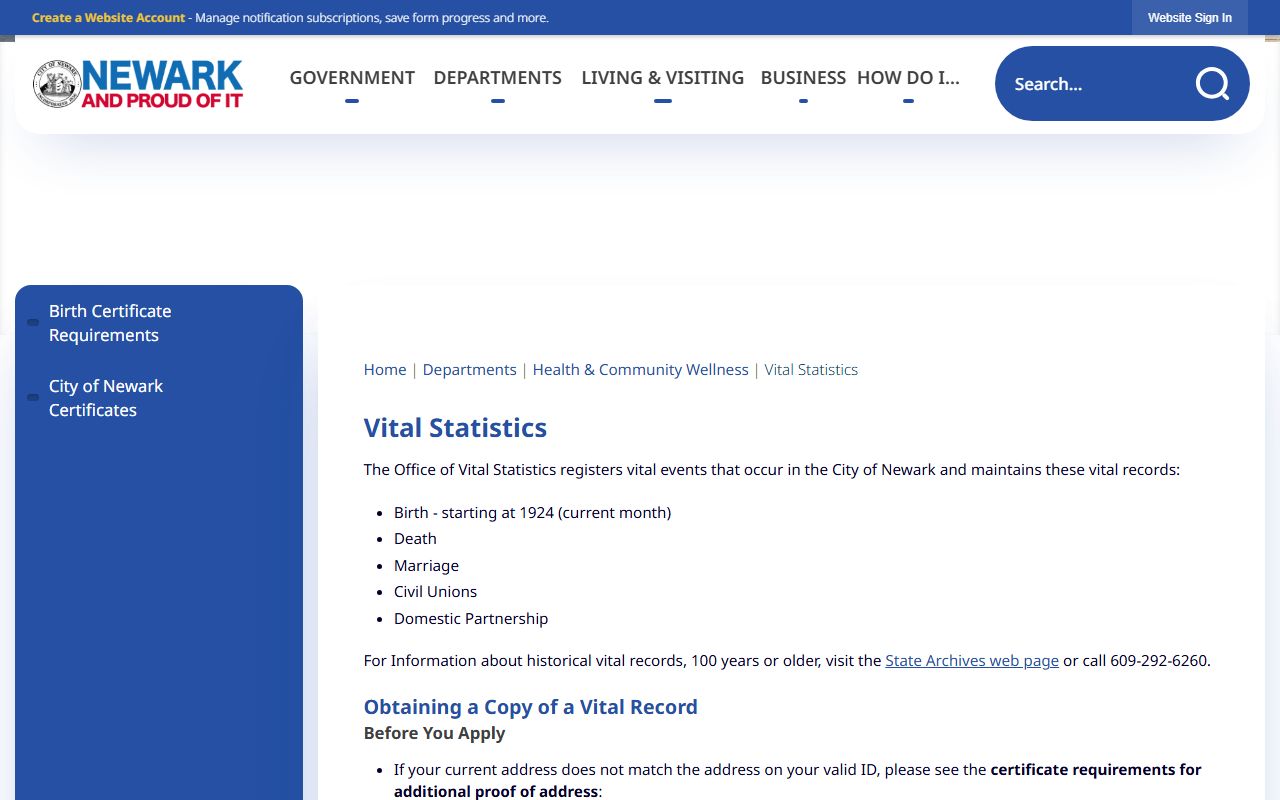 Newark marriage records office