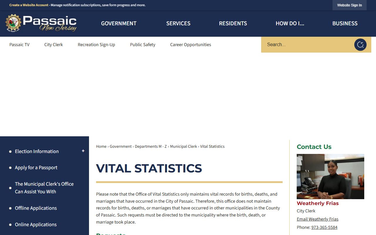 Passaic City marriage records