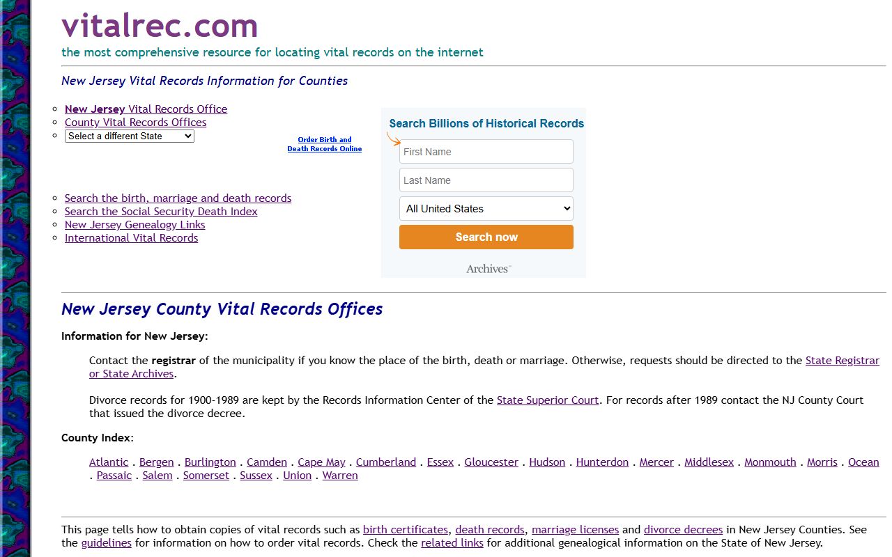 Gloucester County vital records for marriage records