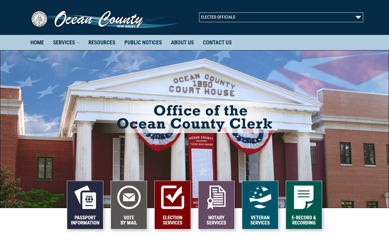 Ocean County Clerk office for Ocean County marriage records