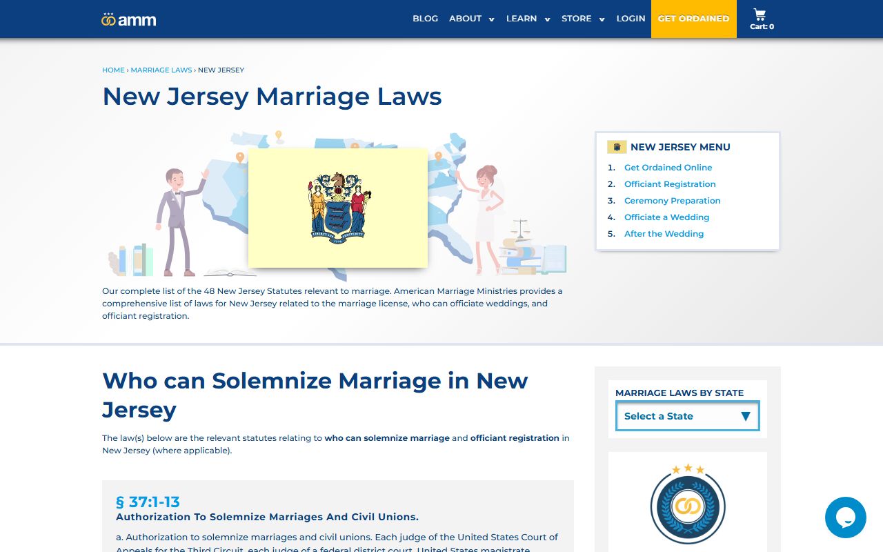 Guide to New Jersey marriage laws related to New Jersey marriage records